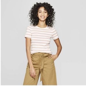 Blush & White Striped Tee